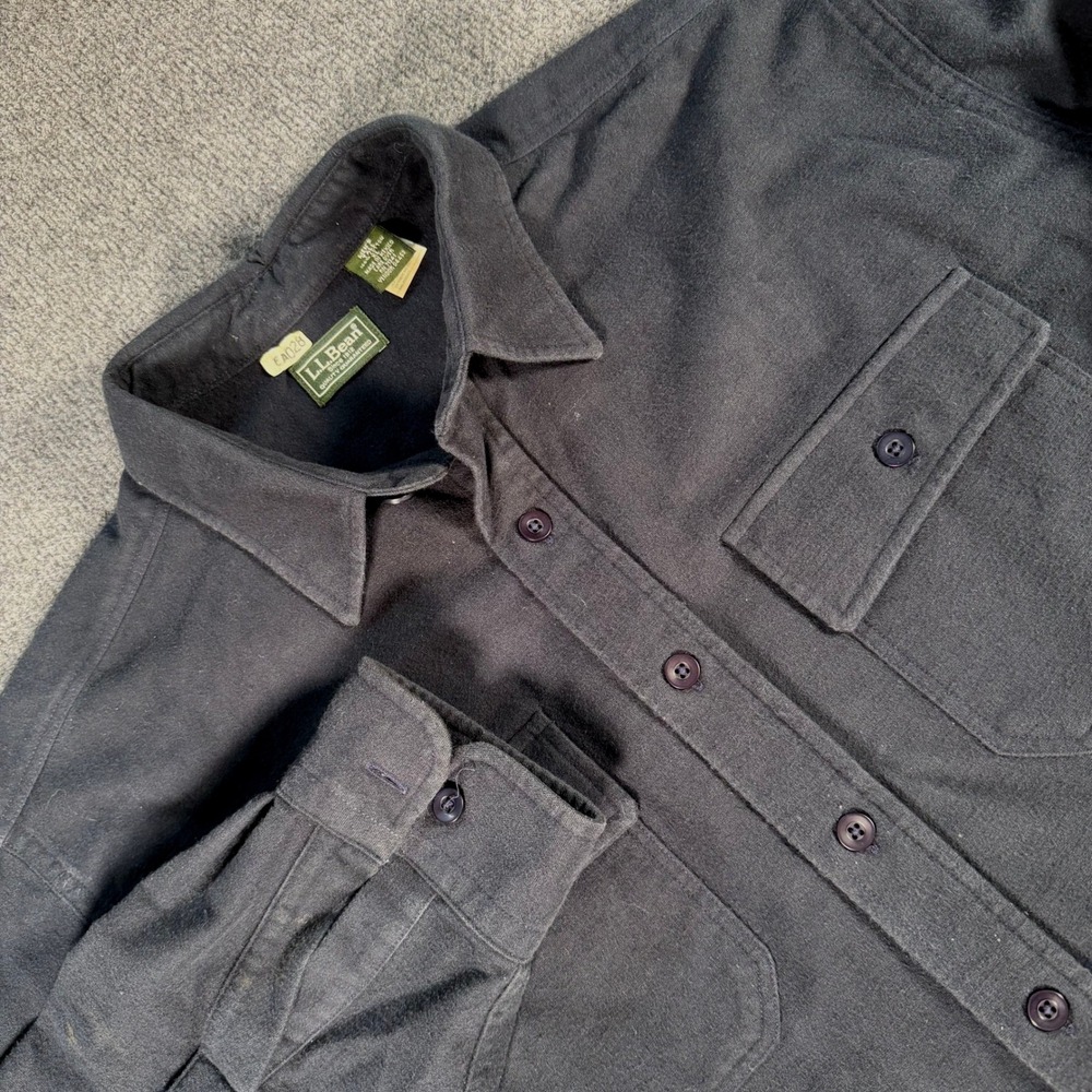 LL Bean Chamois Cloth Shirt Mens XL Tall Blue Cotton Flannel Button Down #4680